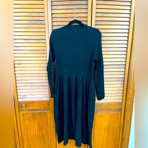 SHEIN long sleeve mock neck thin knit midi black dress